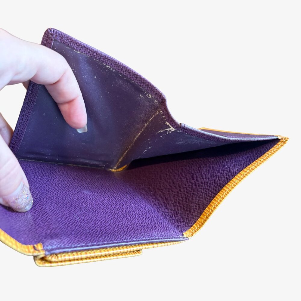 90s Vintage LV Yellow Epi + Purple Taiga Leather SLG 3-way Bundle - Picture 10 of 15
